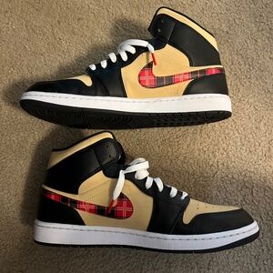 Nike Black and Tan Sneakers with Red Accents
